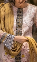 Stuff : Printed Embroidered Shirt  Heavy Embroidered  Chikan Kari Dupatta  Trouser With Embroidered Bunches
