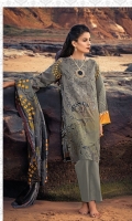 DIGITAL PRINTED COTTON SILK EMBROIDERED SHIRT DUPATTA: DIGITAL PRINTED TWILL SHAWL TROUSER: DYED CAMBRIC TROUSER