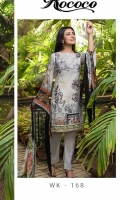 *Shirt : Digital Lawn With Embroidered Front.  *Dupatta : Chiffon.  *Trouser : Embroidered Bunch/Belt.