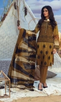 -Printed Embroidered Luxury Lawn Shirt. -Printed Embroidered Chiffon Dupatta. -Ribs Cambric TROUSER.