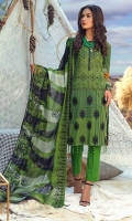 -Printed Embroidered Luxury Lawn Shirt. -Printed Embroidered Chiffon Dupatta. -Ribs Cambric TROUSER.