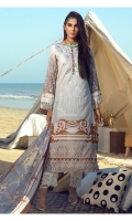Shirt : Printed Lawn Shirt with Embroidered Front. Dupatta : Printed Chiffon Wiith Embroidery Trouser : Cambric Trouser with Embroidered Bunches/Belts