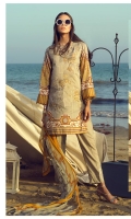 Shirt : Printed Lawn Shirt with Embroidered Front. Dupatta : Printed Chiffon Wiith Embroidery Trouser : Cambric Trouser with Embroidered Bunches/Belts