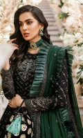 Embroidered Chiffon Body Embroidered Bunch for Body Embroidered Chiffon Front Embroidered Chiffon Border Plain Chiffon Back  Embroidered Chiffon Sleeves Embroidered Chiffon Border for Sleeves Embroidered Dupatta with Lace Dyed Raw Silk Trouser