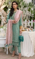 Embroidered Chiffon Front with Handwork Embroidered Chiffon Side Panel Embroidered Borders Plain Chiffon Back Embroidered bunch for Back  Embroidered Sleeves     Embroidered Border Extra Tissue fabric for Sleeves  Embroidered Khaddi Net dupatta 
