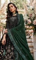 Embroidered Chiffon Body Embroidered Bunch for Body Embroidered Chiffon Front Embroidered Chiffon Border Plain Chiffon Back  Embroidered Chiffon Sleeves Embroidered Chiffon Border for Sleeves Embroidered Dupatta with Lace Dyed Raw Silk Trouser
