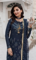 Full Embroidered Chiffon Body with Hand work Full Embroidered Chiffon Front with Handwork Embroidered Chiffon border Embroidered Chiffon Back  Plain Chiffon Fabric for back body Embroidered Chiffon Sleeves Embroidered Bunch for Sleeves Embroidered Border for sleeves Heavy Chiffon Dupatta Dyed Raw Silk Trouser