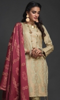 -Jacquard Cambric Dyed Yard Shirt. -Jacquard Dupatta -Cambric Trouser.