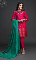-Jacquard Cambric Dyed Yard Shirt. -Jacquard Dupatta -Cambric Trouser.