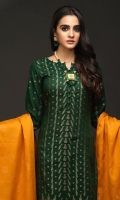 Jacquard Shirt with Jacquard Contrast Dupattas & Cambric Trousers