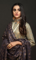 Jacquard Shirt with Jacquard Contrast Dupattas & Cambric Trousers