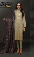 Jacquard Shirt with Jacquard Contrast Dupattas & Cambric Trousers