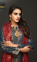 Jacquard Shirt with Jacquard Contrast Dupattas & Cambric Trousers