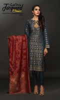 Jacquard Shirt with Jacquard Contrast Dupattas & Cambric Trousers