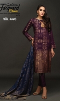 Jacquard Shirt with Jacquard Contrast Dupattas & Cambric Trousers