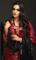 Jacquard Shirt with Jacquard Contrast Dupattas & Cambric Trousers