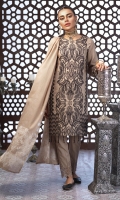 --Shirt : Embroidered Jacquard Lawn with Extra Embroidered Patti. --Dupatta : Jacquard Lawn Dupatta. --Trouser : Cambric Trouser with Embroidered Bunches.