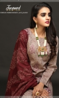 Full Front Embroidered Lawn Jacquard Shirt (Dyed Yarn) .Lawn Jacquard Dupatta. .Cambric Trouser