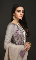 Full Front Embroidered Lawn Jacquard Shirt (Dyed Yarn) .Lawn Jacquard Dupatta. .Cambric Trouser