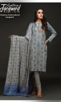 Full Front Embroidered Lawn Jacquard Shirt (Dyed Yarn) .Lawn Jacquard Dupatta. .Cambric Trouser