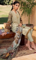 Shirt : Lawn Embroidered Front Lawn with Printed Back And Sleeves. Dupatta : Digital Printed Monar Dupatta Trouser : Dyed Cambric Trouser Blue color, Zari & sequins work on  Shirt Front embroidered.