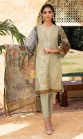 Shirt : Lawn Embroidered Front Lawn with Printed Back And Sleeves. Dupatta : Digital Printed Monar Dupatta Trouser : Dyed Cambric Trouser Blue color, Zari & sequins work on  Shirt Front embroidered.