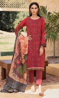 Shirt : Lawn Embroidered Front Lawn with Printed Back And Sleeves. Dupatta : Digital Printed Monar Dupatta Trouser : Dyed Cambric Trouser Blue color, Zari & sequins work on  Shirt Front embroidered.