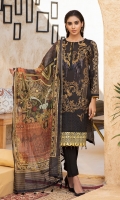 Shirt : Lawn Embroidered Front Lawn with Printed Back And Sleeves. Dupatta : Digital Printed Monar Dupatta Trouser : Dyed Cambric Trouser Blue color, Zari & sequins work on  Shirt Front embroidered.