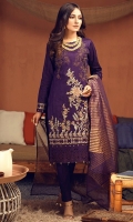 Broshia Jacqaurd Shirt with Embroidered Front, Organza Jacquard Dupatta and Dyed Cambic Trouser.