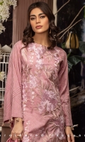 Shirt: Dyed Yarn Jacquard (Two-Tone) With Front Embroidered and Handwork. Dupatta: Jacquard Dupatta Trouser: Dyed Cambric with Embroidered Bunch.