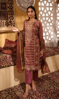3pc Jacquard Embroidered Shirt With Khaddi Dupatta and cambric Trouser