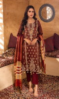 3pc Jacquard Embroidered Shirt With Khaddi Dupatta and cambric Trouser