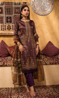 3pc Jacquard Embroidered Shirt With Khaddi Dupatta and cambric Trouser