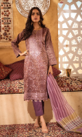3pc Jacquard Embroidered Shirt With Khaddi Dupatta and cambric Trouser