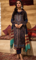 3pc Jacquard Embroidered Shirt With Khaddi Dupatta and cambric Trouser