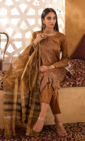 3pc Jacquard Embroidered Shirt With Khaddi Dupatta and cambric Trouser