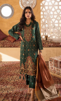 3pc Jacquard Embroidered Shirt With Khaddi Dupatta and cambric Trouser
