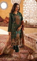 3pc Jacquard Embroidered Shirt With Khaddi Dupatta and cambric Trouser