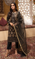 3pc Jacquard Embroidered Shirt With Khaddi Dupatta and cambric Trouser