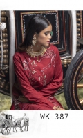 -Jacquard Heavy Embroidered Front. -Jacquard Dupatta -Jamawaar Trouser.