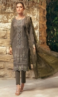 Embroidery Details: Boring, Sequin & Thread Embroidery. Shirt : Embroidered Jacquard Lawn Shirt. Dupatta : Lawn Jacquard Dupatta. Trouser : Dyed Cambric Trouser