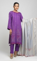 - Viscose Jacquard Shirt with Viscose Jacquard Dupatta & Dyed Viscose Trouser - Viscose Jacquard