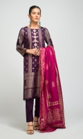 - Viscose Jacquard Shirt with Viscose Jacquard Dupatta & Dyed Viscose Trouser - Viscose Jacquard