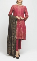 - Viscose Jacquard Shirt with Viscose Jacquard Dupatta & Dyed Viscose Trouser - Viscose Jacquard