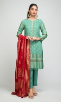 - Viscose Jacquard Shirt with Viscose Jacquard Dupatta & Dyed Viscose Trouser - Viscose Jacquard