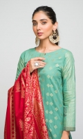 - Viscose Jacquard Shirt with Viscose Jacquard Dupatta & Dyed Viscose Trouser - Viscose Jacquard