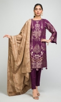 - Viscose Jacquard Shirt with Viscose Jacquard Dupatta & Dyed Viscose Trouser - Viscose Jacquard