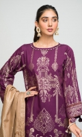 - Viscose Jacquard Shirt with Viscose Jacquard Dupatta & Dyed Viscose Trouser - Viscose Jacquard