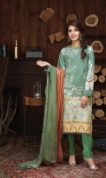 -Un-Stitched 3pc Jacquard Cambric Embroidered Shirt , Printed Chiffon Dupatta & Cambric Trouser.