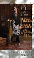 -Un-Stitched 3pc Jacquard Cambric Embroidered Shirt , Printed Chiffon Dupatta & Cambric Trouser.
